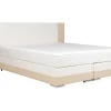 Set Boxspring En Matras Met Hoofdeinde Met Leds + Lattenbodem + Matras + Dekmatras Asti Van Ysmee - 160 X 200 Cm - Kunstleer - Creme Wit