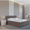 Set Boxspring En Matras Met Hoofdeinde + Lattenbodem + Matras + Dekmatras Siero Van Ysmee - 160 X 200 Cm - Stof - Grijs