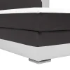 Set Boxspring En Matras Met Hoofdeinde Met Leds + Lattenbodem + Matras + Dekmatras Asti Van Ysmee - 160 X 200 Cm - Kunstleer - Wit En Grijs