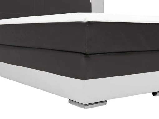Set Boxspring En Matras Met Hoofdeinde Met Leds + Lattenbodem + Matras + Dekmatras Asti Van Ysmee - 160 X 200 Cm - Kunstleer - Wit En Grijs