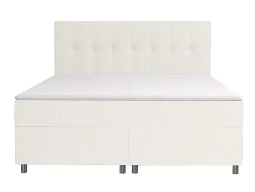 Set Boxspring En Matras Met Hoofdeinde + Lattenbodem + Matras + Dekmatras Siero Van Ysmee - 160 X 200 Cm - Stof - Ivoor