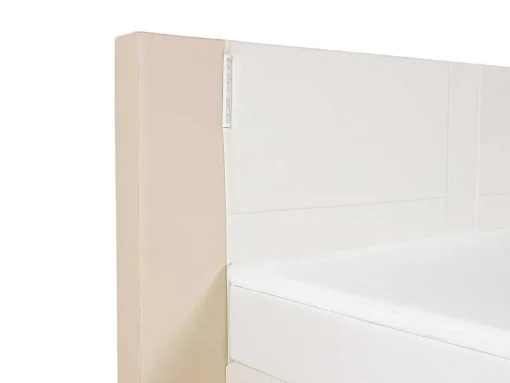 Set Boxspring En Matras Met Hoofdeinde Met Leds + Lattenbodem + Matras + Dekmatras Asti Van Ysmee - 160 X 200 Cm - Kunstleer - Creme Wit