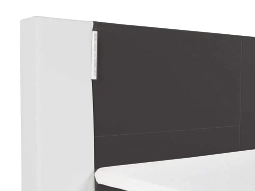 Set Boxspring En Matras Met Hoofdeinde Met Leds + Lattenbodem + Matras + Dekmatras Asti Van Ysmee - 160 X 200 Cm - Kunstleer - Wit En Grijs