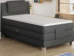Set Boxspring Hoofdbord + Elektrische Bedbodem + Matras + Topmatras Castel Van Palacio - 100X200Cm - Lichtgrijze Stof