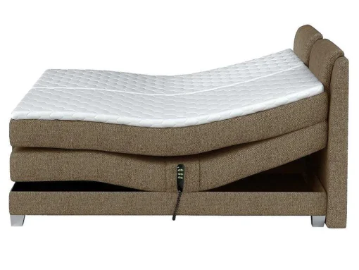 Set Boxspring Hoofdbord + Elektrische Bedbodem + Matras + Topmatras Castel Van Palacio - 2X90X200Cm - Beige Stof