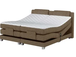Set Boxspring Hoofdbord + Elektrische Bedbodem + Matras + Topmatras Castel Van Palacio - 2X90X200Cm - Beige Stof