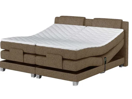 Set Boxspring Hoofdbord + Elektrische Bedbodem + Matras + Topmatras Castel Van Palacio - 2X90X200Cm - Beige Stof