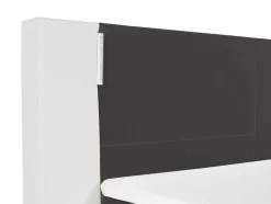 Set Boxspring Hoofdbord Met Led-Verlichting + Bedbodems + Matras + Topmatras Asti Van Ysmee - 180 X 200 Cm - Kunstleer - Wit En Grijs