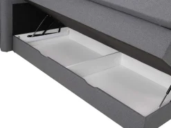 Set Boxspring Met Hoofdbord + Bedbodems Met Opbergruimte + Matras + Dekmatras - 160 X 200 Cm - Antracietkleurige Stof - Perama Van Palacio