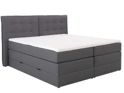 Set Boxspring Met Hoofdbord + Bedbodems Met Opbergruimte + Matras + Dekmatras - 180 X 200 Cm - Antracietkleurige Stof - Perama Van Palacio