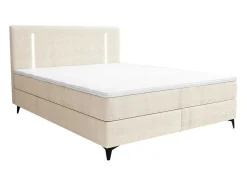 Set Boxspring Met Hoofdbord Met Ledverlichting + Bedbodem + Matras + Dekmatras - 160 X 200 Cm - Stof - Beige - Ono Van Ysmee
