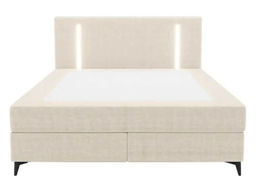 Set Boxspring Met Hoofdbord Met Ledverlichting + Bedbodem + Matras + Dekmatras - 180 X 200 Cm - Stof - Beige - Ono Van Ysmee
