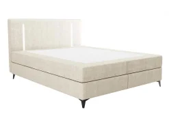 Set Boxspring Met Hoofdbord Met Ledverlichting + Bedbodem + Matras + Dekmatras - 180 X 200 Cm - Stof - Beige - Ono Van Ysmee