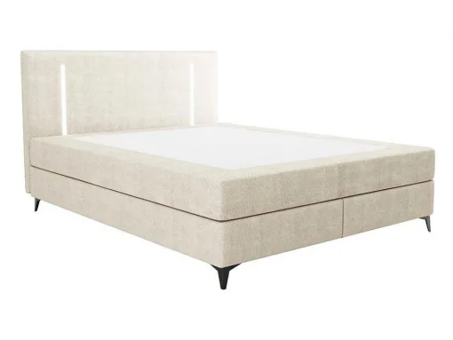 Set Boxspring Met Hoofdbord Met Ledverlichting + Bedbodem + Matras + Dekmatras - 180 X 200 Cm - Stof - Beige - Ono Van Ysmee