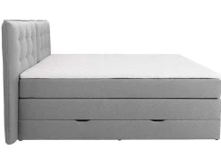 Set Boxspring Met Hoofdbord + Bedbodems Met Opbergruimte + Matras + Dekmatras - 180 X 200 Cm - Lichtgrijze Stof - Perama Van Palacio