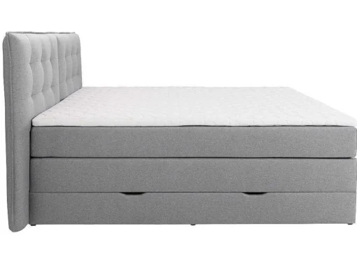 Set Boxspring Met Hoofdbord + Bedbodems Met Opbergruimte + Matras + Dekmatras - 180 X 200 Cm - Lichtgrijze Stof - Perama Van Palacio