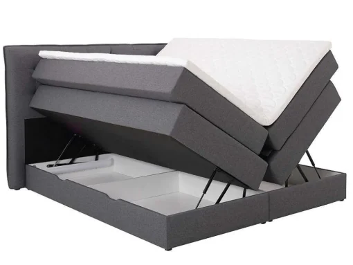 Set Boxspring Met Hoofdbord + Bedbodems Met Opbergruimte + Matras + Dekmatras - 180 X 200 Cm - Antracietkleurige Stof - Perama Van Palacio