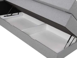 Set Boxspring Met Hoofdbord + Bedbodems Met Opbergruimte + Matras + Dekmatras - 160 X 200 Cm - Lichtgrijze Stof - Perama Van Palacio