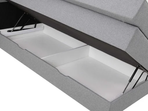 Set Boxspring Met Hoofdbord + Bedbodems Met Opbergruimte + Matras + Dekmatras - 160 X 200 Cm - Lichtgrijze Stof - Perama Van Palacio