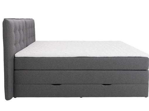 Set Boxspring Met Hoofdbord + Bedbodems Met Opbergruimte + Matras + Dekmatras - 180 X 200 Cm - Antracietkleurige Stof - Perama Van Palacio