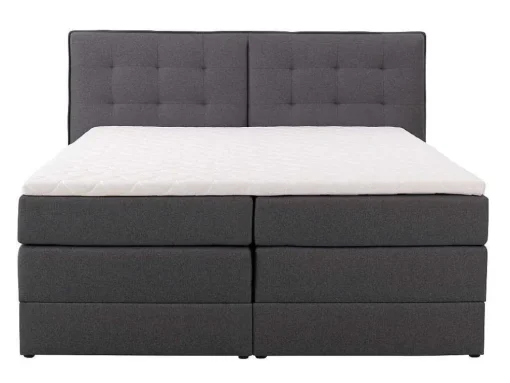 Set Boxspring Met Hoofdbord + Bedbodems Met Opbergruimte + Matras + Dekmatras - 180 X 200 Cm - Antracietkleurige Stof - Perama Van Palacio