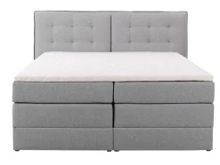 Set Boxspring Met Hoofdbord + Bedbodems Met Opbergruimte + Matras + Dekmatras - 180 X 200 Cm - Lichtgrijze Stof - Perama Van Palacio