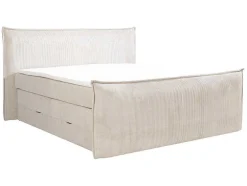 Set Boxspring Met Hoofdeinde + Bedbodems Met Opbergruimte + Matras + Dekmatras - 2 X 80 X 200 Cm - Ivoorwit Ribfluweel - Rhoda Van Palacio
