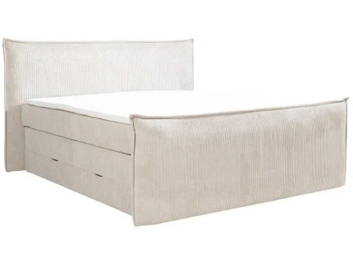 Set Boxspring Met Hoofdeinde + Bedbodems Met Opbergruimte + Matras + Dekmatras - 2 X 80 X 200 Cm - Ivoorwit Ribfluweel - Rhoda Van Palacio