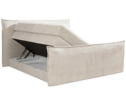 Set Boxspring Met Hoofdeinde + Bedbodems Met Opbergruimte + Matras + Dekmatras - 2 X 80 X 200 Cm - Ivoorwit Ribfluweel - Rhoda Van Palacio