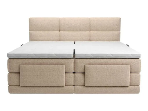 Set Boxspringbed Met Hoofdbord Met Capitons + Elektrische Relaxbedbodems + Matras + Dekmatras - 2 X 90 X 200 Cm - Beige - Lodi Van Palacio