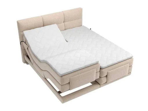 Set Boxspringbed Met Hoofdbord Met Capitons + Elektrische Relaxbedbodems + Matras + Dekmatras - 2 X 90 X 200 Cm - Beige - Lodi Van Palacio