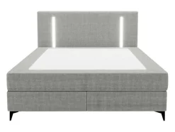 Set Complete Boxspring Met Hoofdbord Met Ledverlichting + Bedbodem + Matras + Dekmatras - 160 X 200 Cm - Stof - Grijs - Ono Van Ysmee
