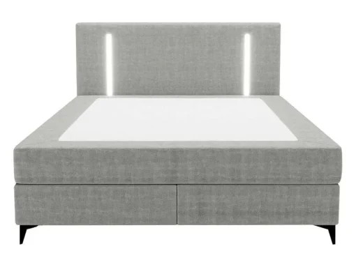 Set Complete Boxspring Met Hoofdbord Met Ledverlichting + Bedbodem + Matras + Dekmatras - 160 X 200 Cm - Stof - Grijs - Ono Van Ysmee
