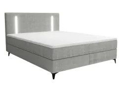 Set Complete Boxspring Met Hoofdbord Met Ledverlichting + Bedbodem + Matras + Dekmatras - 160 X 200 Cm - Stof - Grijs - Ono Van Ysmee