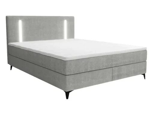 Set Complete Boxspring Met Hoofdbord Met Ledverlichting + Bedbodem + Matras + Dekmatras - 160 X 200 Cm - Stof - Grijs - Ono Van Ysmee