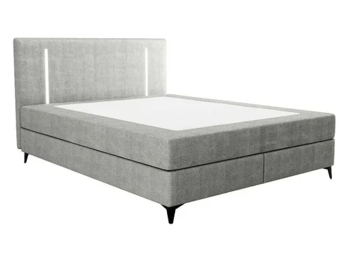 Set Complete Boxspring Met Hoofdbord Met Ledverlichting + Bedbodem + Matras + Dekmatras - 160 X 200 Cm - Stof - Grijs - Ono Van Ysmee