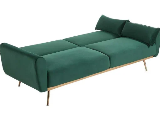 Set Donkergroene 3-Zitsslaapbank Launei En Taupekleurig Tapijt Dolce