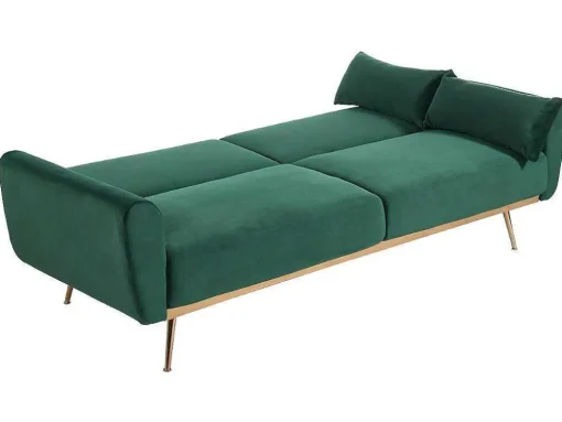 Set Donkergroene 3-Zitsslaapbank Launei En Taupekleurig Tapijt Dolce