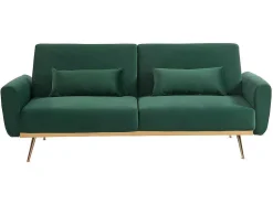 Set Donkergroene 3-Zitsslaapbank Launei En Taupekleurig Tapijt Dolce