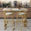 Set "Eat Standing": Bartafel En 4 Krukken - Metalen Structuur - Goud