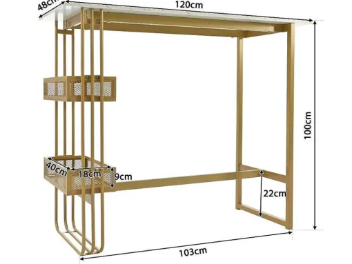 Set "Eat Standing": Bartafel En 4 Krukken - Metalen Structuur - Goud