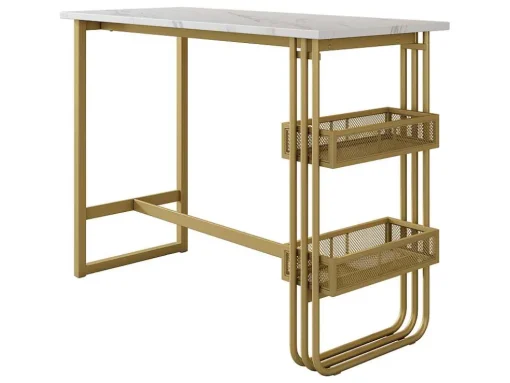 Set "Eat Standing": Bartafel En 4 Krukken - Metalen Structuur - Goud