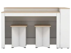 Set Keukeneiland + 2 Krukken - Wit En Licht Naturel - Nusice