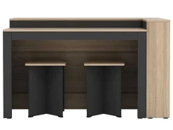Set Keukeneiland + 2 Krukken - Zwart En Licht Naturel - Nusice