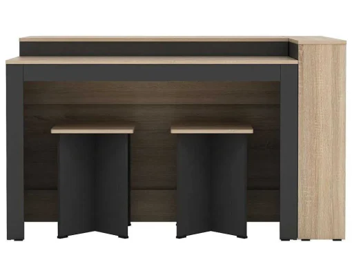 Set Keukeneiland + 2 Krukken - Zwart En Licht Naturel - Nusice