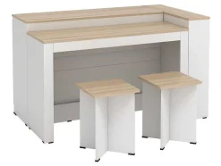 Set Keukeneiland + 2 Krukken - Wit En Licht Naturel - Nusice