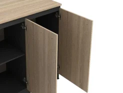 Set Keukeneiland + 2 Krukken - Zwart En Licht Naturel - Nusice