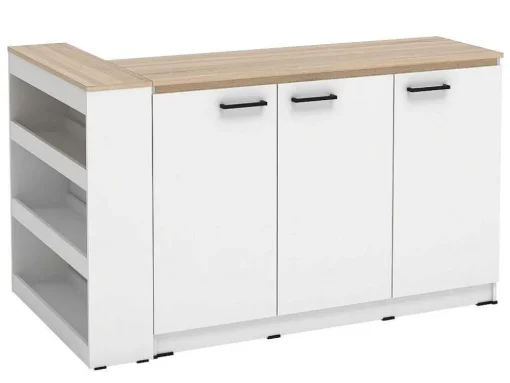 Set Keukeneiland + 2 Krukken - Wit En Licht Naturel - Nusice