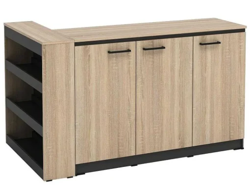 Set Keukeneiland + 2 Krukken - Zwart En Licht Naturel - Nusice