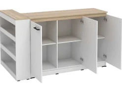 Set Keukeneiland + 2 Krukken - Wit En Licht Naturel - Nusice